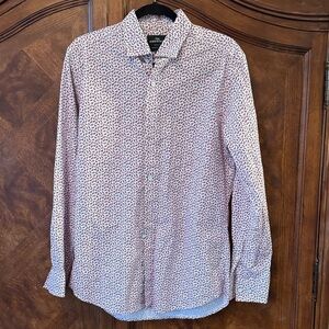 Rodd & Gunn Dog Print Red and White Sports Fit Casual Shirt size medium